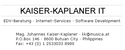 Alles rund um die Musik: Mag. Johannes Kaiser-Kaplaner, Großhandel / Einzelhandel - EDV-Beratung, Internet-Services